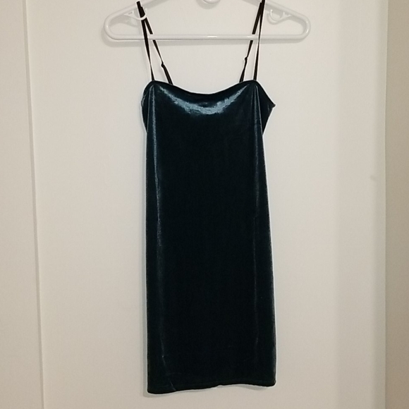 Teal velvet dress